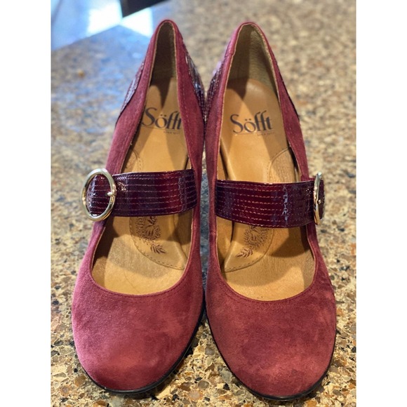 Sofft Red suede and patent leather pumps size 7 - Picture 1 of 7